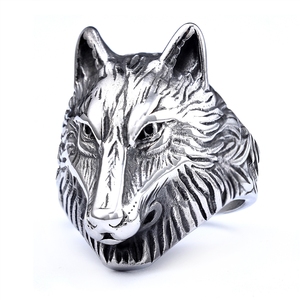 Anillos de Moda de Joyería Fina al por Mayor de la <span class=keywords><strong>Serie</strong></span> Vikinga con Cabeza de Lobo de Hielo Retro y Poderosos para Hombres y Mujeres - Product Image 2