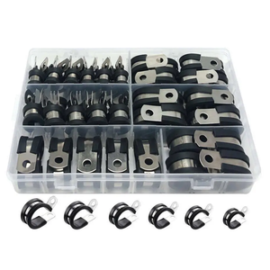 ชุดคลิปยึดสายเคเบิลแบบ U จำนวน 52 ชิ้น พร้อมยางรอง คลิปยึดสายเคเบิล ท่อ สายยาง ชุดคลิปยึดแบบคละขนาด - Product Image 1