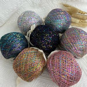 Lana Italiana Importada Carole para Tejer a Mano, <span class=keywords><strong>Moda</strong></span> de Alta Gama, 25g, Variedad de Colores con Lentejuelas Coloridas, Patrón Teñido, 58 Yuanes - Product Image 1