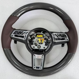 Volante Deportivo de Cuero y Fibra de Carbono Roja para <span class=keywords><strong>Porsche</strong></span> 991 981 718 <span class=keywords><strong>Cayman</strong></span> 957 996 Macan 997 Cayenne 911 Panamera 958 992 997.2 - Product Image 4