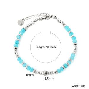 Unisex Blue Crystal Adjustable <b>Beaded</b> <b>Bracelet</b> Stone Stainless Steel Fashion Personality Gifts Beach <b>Bracelet</b> for Women - Product Image 2