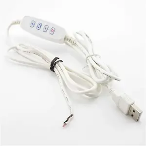 USB untuk membuka kawat 3 cara 5V kabel lampu Led warna tombol Dimmer Strip daya saklar USB kabel daya saklar USB dimmer