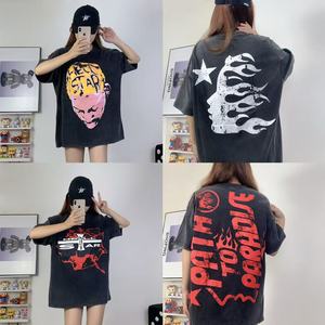 Camiseta 25ss Trade Hell Fashion Hell Star, Estilo Urbano, Lavada, Retro, 100% Algodón, Holgada, con Letras Impresas, Transpirable, para Hombre y Mujer - Product Image 3