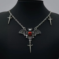 Collier de bijoux chauve-souris gothique rétro d'Halloween, collier pendentif tendance européenne, vente en gros N26826