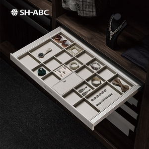 Pull Out Leather <strong>Wardrobe</strong> Jewelry Organizer Divided Compartment Drawer <strong>Insert</strong> for Closet Accessory Storage - Product Image 2
