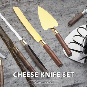 Ensemble de couteaux à fromage élégants en acier inoxydable en deux pièces avec boîte cadeau élégante, matériau PC, outils pour pâtisserie, pizza, gâteau - Product Image 3