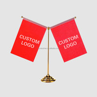 Support de drapeau de table universel en acier inoxydable, support de drapeau de bureau pour réunion de bureau avec 2 supports de drapeau