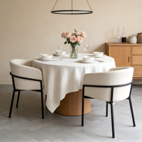 Chaise de salle à manger moderne en acier inoxydable doré, empilable, avec assise rembourrée en lin, pour mariage, banquet, hôtel, événements