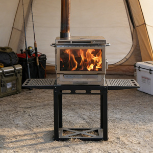 Poêle à bois pour tente INBESTCAMP avec fenêtre de ventilation, pliable, pour pêche, tente pliable, fenêtre pliable, tuyau de ventilation, poêle pour tente chaude - Product Image 1