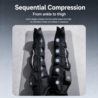 Appareil de massage pneumatique sans fil à compression d'air pour jambes et cuisses avec fermeture éclair pour les mollets et les pieds