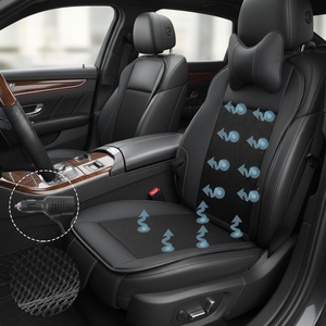 Cojín de Asiento Refrigerante para Automóvil de Lujo de 12 V, Ventilador Incorporado, Bolsa de Almacenamiento, Almohadilla Ventilada Anti-Sudor, Soporte Lumbar para A3/A4 Mazda Chevrolet - Product Image 1