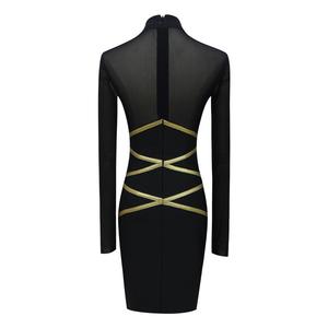 Bodycon Club Sexy <span class=keywords><strong>vestidos</strong></span> de <span class=keywords><strong>fiesta</strong></span> cuello redondo manga larga vestido vendaje - Product Image 5