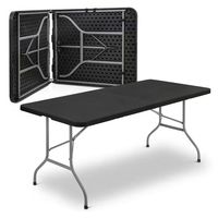Table pliante en plastique robuste Hitree de 8 pieds pour salle à manger, mariage, fête, jardin, noire