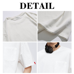 T-shirt décontracté KingSen surdimensionné 100 % coton à manches courtes pour homme avec poche, coupe ample, idéal pour le style urbain - Product Image 6