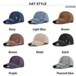 หมวกเบสบอลผ้าเดนิมสไตล์วินเทจสำหรับฤดูร้อน ยี่ห้อ Bsci Manufacturer รุ่น Distressted Worn Out Dad Hats ปี 2024 - Product Image 2