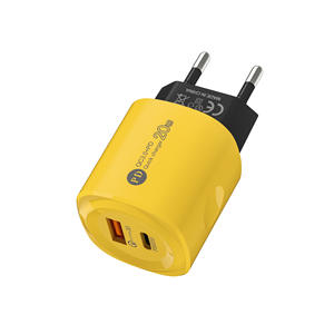 Chargeur rapide PD QC3.0 18W avec prise EU/US Type-C + USB double ports, certifié CE FCC, protection OTP OVP, jaune - Product Image 4