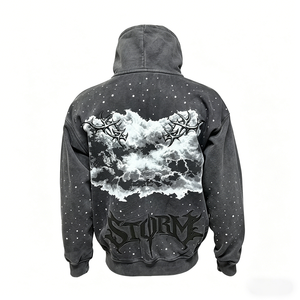 Sweat à capuche surdimensionné personnalisé en coton doux 100% avec strass de haute qualité 500 GSM, tendance pour hommes - Product Image 2
