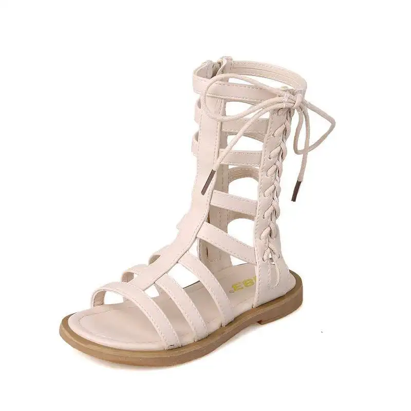 girls Summer new hollow children's Roman sandals open-toed trendy high-top sandals non-slip kids shoes Gladiator boot