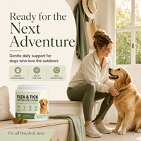 Complément alimentaire premium contre les puces et les tiques pour chiens, sous forme de bouchées molles, pour toutes les races, soin régulier botanique, sans produits chimiques agressifs, 300g