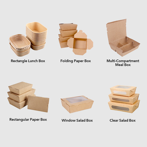 Fabricante de cajas de papel desechables personalizadas para alimentos, embalaje de alimentos para <span class=keywords><strong>Picnic</strong></span>, restaurante, fiambreras de papel Kraft marrón - Product Image 4