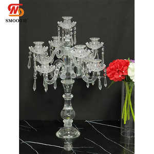 LISSE haute qualité 9 têtes 66cm clair Rectangle cristal candélabre Table pièce maîtresse miroir Design bougeoir pour mariage - Product Image 1