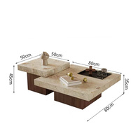 Wohnzimmermöbel Moderner Quadratischer Kreativer Couchtisch Luxuriöser Wohnzimmer-Schiefertisch Eckiger Beistelltisch