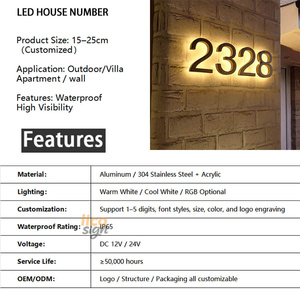Vendita calda 1pc 12V illuminazione esterna impermeabile 3D porta segno per scuole e case con nome della stanza Display e trasformatore di alimentazione