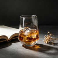 Verre à facettes géométriques pour la maison, bord poli lisse, tasse en verre transparent pour boissons, usage quotidien