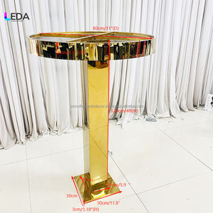 Nouveau support de fleurs doré brillant personnalisé, centre de table en métal pour mariage, support doré pour la décoration de table de mariage - Product Image 3