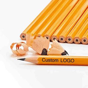 Crayon en bois naturel jaune personnalisé avec logo d'entreprise Ys864, non toxique, idéal pour les cadeaux d'entreprise, prix de gros, adapté au bureau - Product Image 4