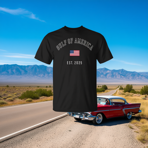 T-shirt da donna con bandiera degli Stati Uniti del Golfo d'America Est 2025, nera - Product Image 3