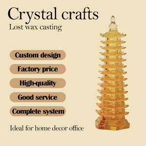 Antiek stijl Wenchang pagode Liuli kristal lost-wax gietwerk Feng Shui voor academisch en carrière succes - Product Image 4