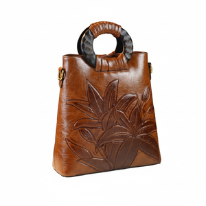 กระเป๋าถือลายดอกไม้การออกแบบดอกลิลลี่นูนหรูหราและด้ามจับไม้ที่เป็นเอกลักษณ์มีจำหน่ายในราคาขายส่ง - Product Image 1