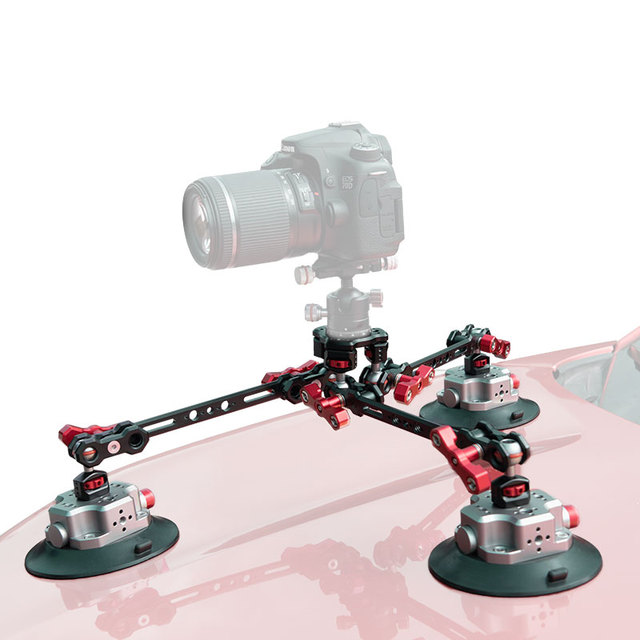 Universal Aluminum Car Dashboard Camera Mount System Triple Suction Cup Magic Arm for for Osmo Action DSLR-Durable