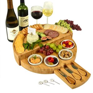 Tabla de <span class=keywords><strong>queso</strong></span>/charcutería de bambú con accesorios y marcadores de <span class=keywords><strong>queso</strong></span>-Bandeja de tabla de <span class=keywords><strong>queso</strong></span> de diseño patentado innovador - Product Image 1