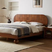 Lit en bois massif de style moderne du milieu du siècle, minimaliste, antique, lit de luxe pour la maison, meubles de chambre à coucher