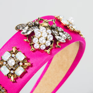 Bandeau rétro en cristal, pour femme, bandeau style Baroque, motifs de fleurs et insectes, perles en strass, - Product Image 3