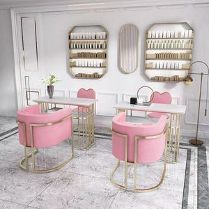 Ensemble table et chaise de salon de manucure K double couche effet marbre, table et chaise de salon de manucure tendance - Product Image 3