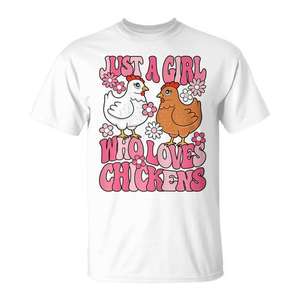 Camiseta Just A Girl Who Loves Chickens para mujer, ropa informal, manga corta, cuello redondo, para adultos - Product Image 1