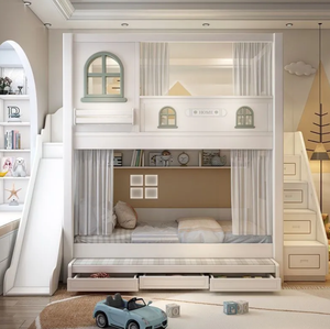 <span class=keywords><strong>Lit</strong></span> superposé en bois moderne pleine grandeur <span class=keywords><strong>avec</strong></span> barrière de sécurité surélevée, écologique, <span class=keywords><strong>rangement</strong></span> réglable, durable pour enfants - Product Image 1