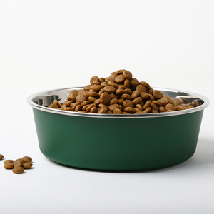 Bol d'alimentation pour animaux de compagnie en acier inoxydable écologique avec base en plastique et bande en caoutchouc antidérapante, bol unique pour les propriétaires de chiens - Product Image 4