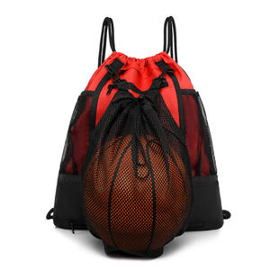 New Outdoor Pack Durable Gym Black Basketball <b>Drawstring</b> <b>Backpack</b> Bag with Front Mesh Pocket - Product Image 2