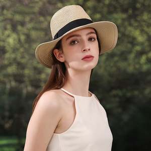 Sombrero de Paja Panamá Fedora de Verano con Logotipo Personalizado, Ala Ancha Enrollable para Hombre y Mujer Para la playa, el sol, viajes, pesca y deportes - Product Image 6