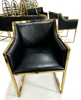 Fauteuil en cuir PU blanc avec structure en acier inoxydable doré, chaise de banquet de luxe pour hôtel, idéal pour les mariages, vente en gros et location