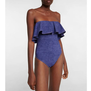 Nouveau maillot de bain une pièce en jean rétro pour femme 2024, motif uni avec haut court, style européen (<span class=keywords><strong>France</strong></span>), <span class=keywords><strong>vacances</strong></span>, plages - Product Image 3