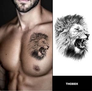 Autocollants de <span class=keywords><strong>tatouage</strong></span> animal temporaire pour hommes lion tigre <span class=keywords><strong>chat</strong></span> loup <span class=keywords><strong>noir</strong></span> et couleur <span class=keywords><strong>tatouage</strong></span> de bras de poitrine autocollant - Product Image 2