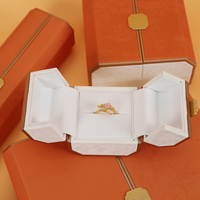 Boîte à bijoux en cuir personnalisée Sifoo, boîte d'emballage de luxe haut de gamme pour bagues et pendentifs, boîte à bijoux orange à double entrée