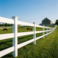 Clôture de paddock pour chevaux en PVC blanc, 3 rails, traitée thermiquement, avec treillis et portails, écologique, pour ranch, avec modélisation 3D