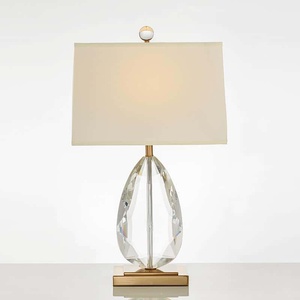 Pha lê giọt nước mắt thả đèn bàn với vàng cơ sở và trắng bóng râm cho sang trọng nhà và văn phòng trang trí nội thất - Product Image 3