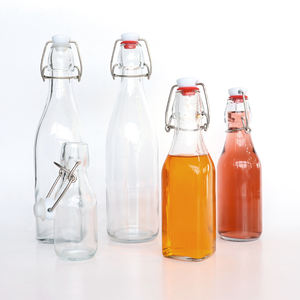 Vente en gros 250ml 500ml 750ml 1L Bouteille en verre transparent avec couvercle hermétique Swing Top Boissons Jus Bouteilles rondes en verre - Product Image 2